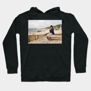 Woman Reading At The Seashore by Ferdinand Heilbuth Hoodie